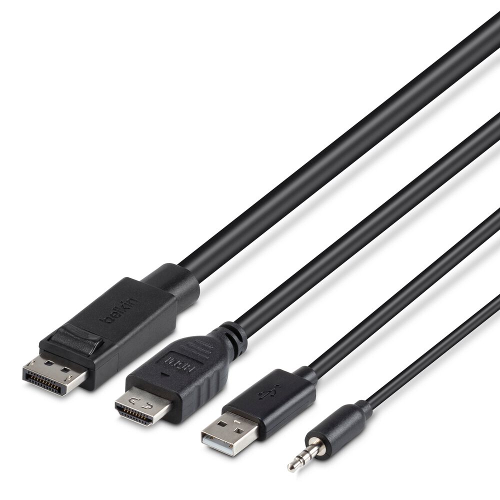 TAA DUAL (1) HDMI-HDMI (1) DP-DP/USB/AU CBL, Black, hi-res